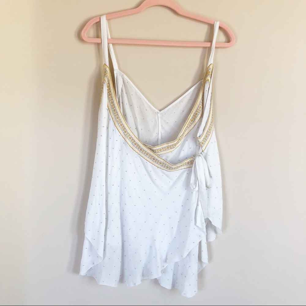 Free People Cream Silver Gold Flowy Wrap Tank Top